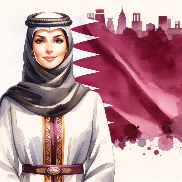 Qatari Woman in Traditional Attire - Pride of Qatar