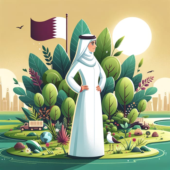 Qatari Woman Celebrating Environmental Stewardship