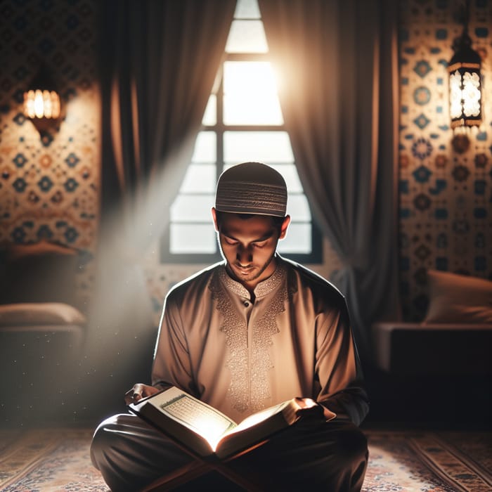 Muslim Reading the Quran: A Captivating Scene of Devotion