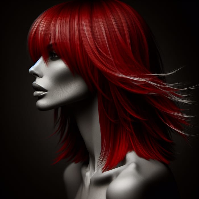 Captivating Black & White Portrait Featuring Vibrant Red Hair