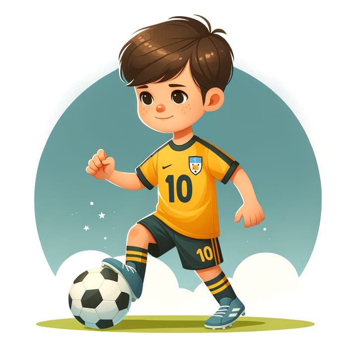 Young Boy Playing Football with Number 10 Yellow Jersey - San Viator
