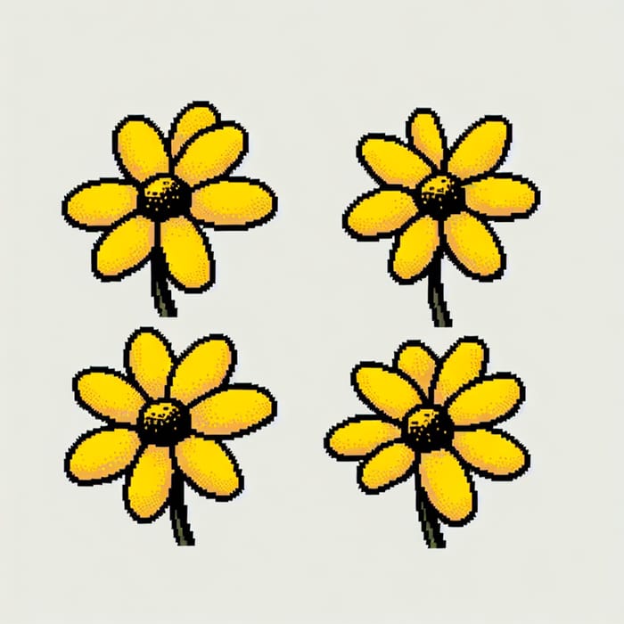 Hand-Drawn Yellow Flowers in Paint Style for Digital Art