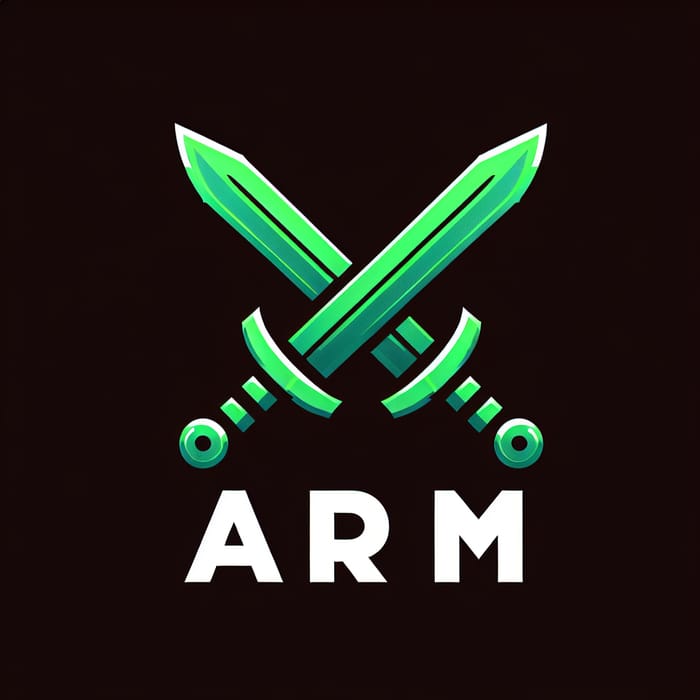 Vibrant Green Swords Arm Logo Design