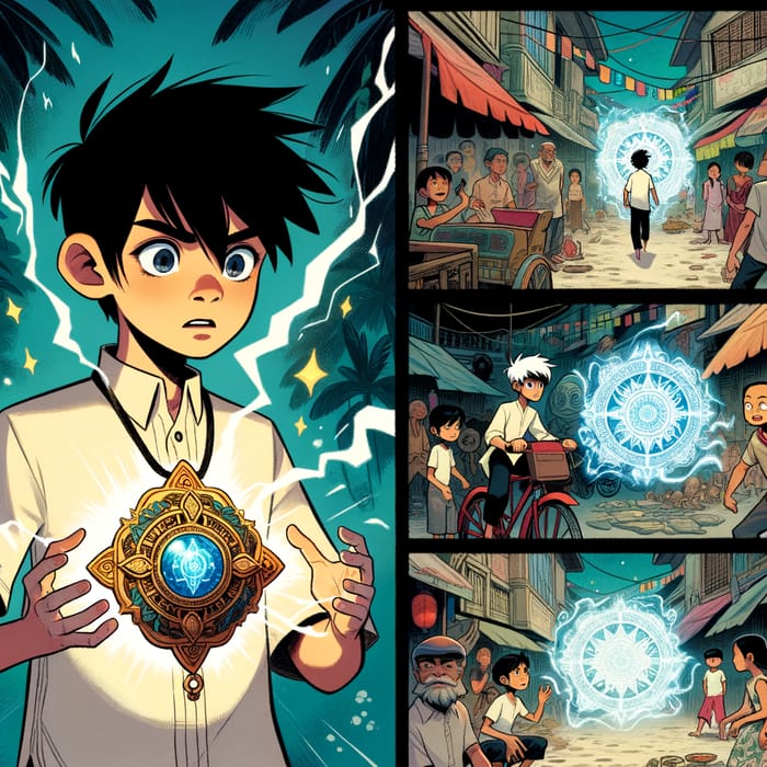 Filipino Kid with Magical Amulet - Comic Adventures