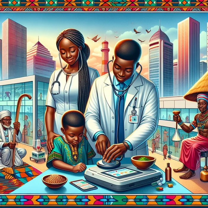 African Health: Modern Healthcare Illustration