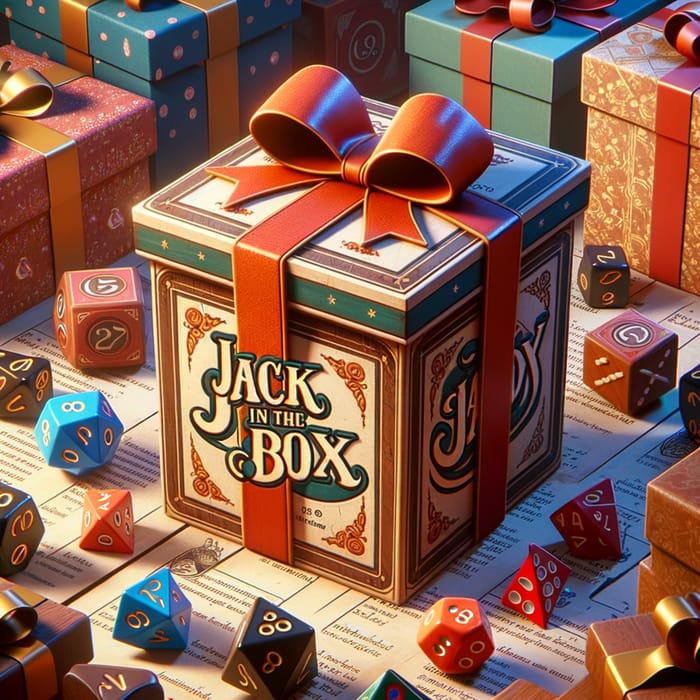 Retro Disney Style Jack-in-the-Box Toy with Dice and Gift Boxes
