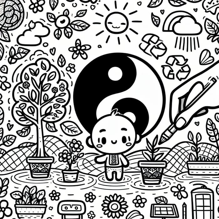 Cute Harmony Doodle: Nurturing & Conservation Themes
