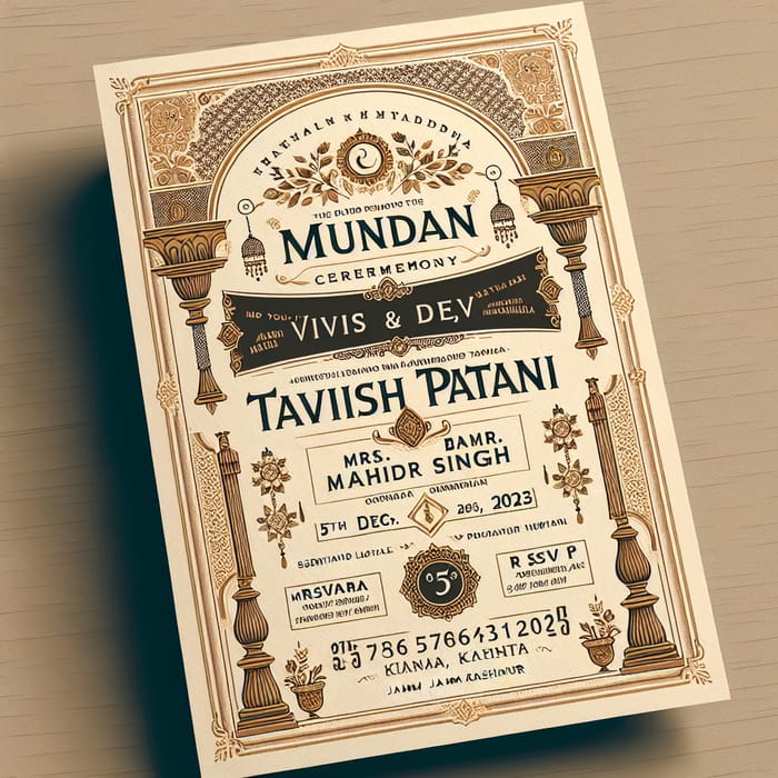 Traditional Mundan Ceremony Invitation Card for Tavish Pathania | 5th Dec 2023