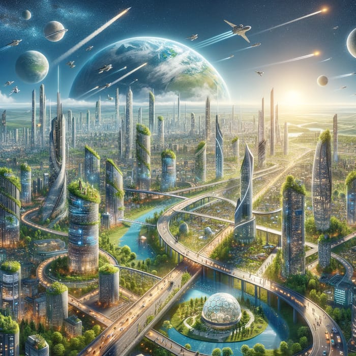 Earth 2176: Vision of an Ultra-Modern Eco-City and Spaceships