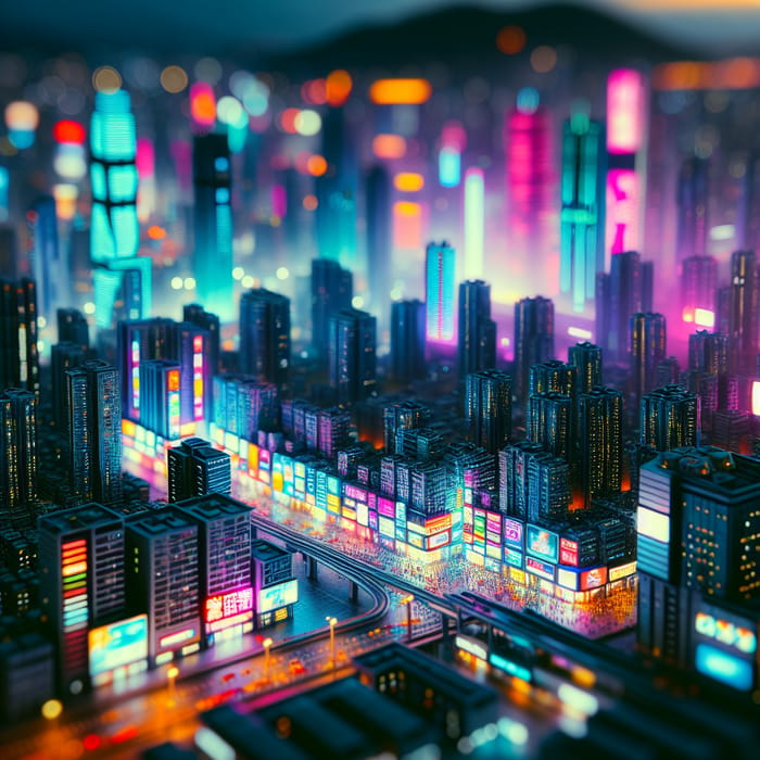 Miniature Cyberpunk Metropolis | Neon Colors Night Scene