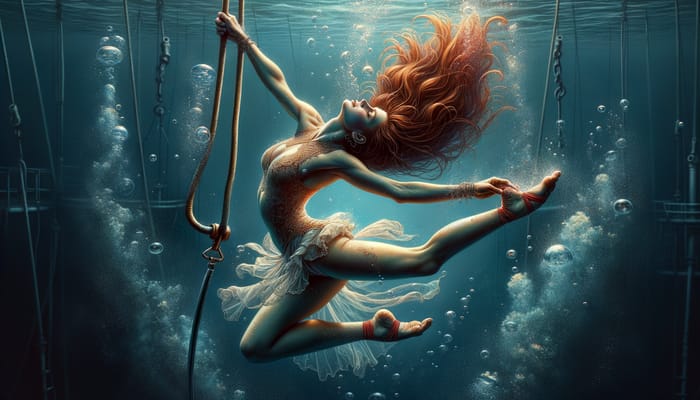 Realistic Underwater Trapeze Act by Darya Vintolova