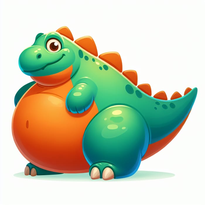 Friendly Overweight Dinosaur Cartoon | Vibrant Prehistoric Style