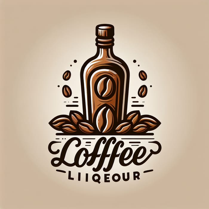 Coffee Liqueur Logo Design | Rich Coffee Bean & Liquor Bottle