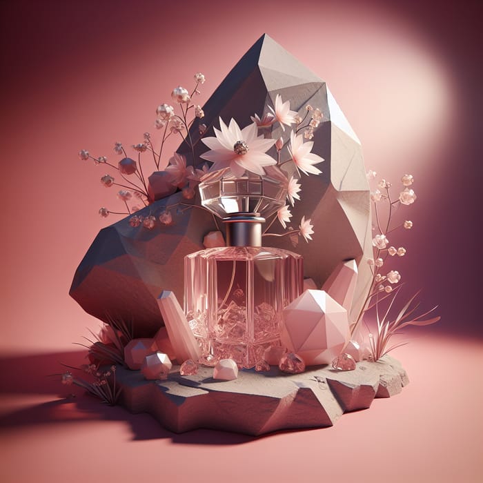 Crystal Cubism Perfume Bottle with Flowers on Rock by Évariste Vital Luminais