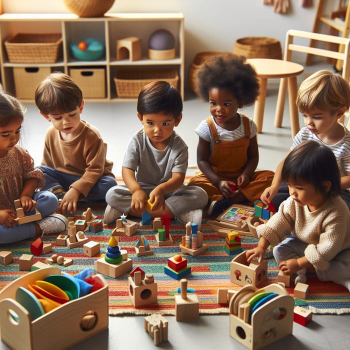 Diverse Children Engaged in Montessori Play | Educational Joy