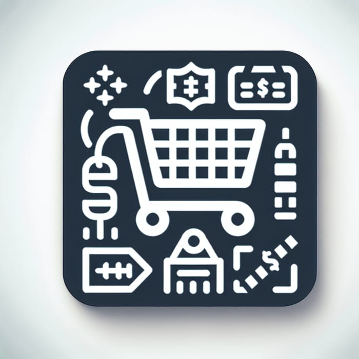 Merchandising Icon: Shopping Cart, Price Tags & Retail Store