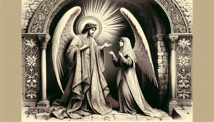 Gothic Style: Angel Gabriel Announces Jesus Christ's Birth to Virgin Mary