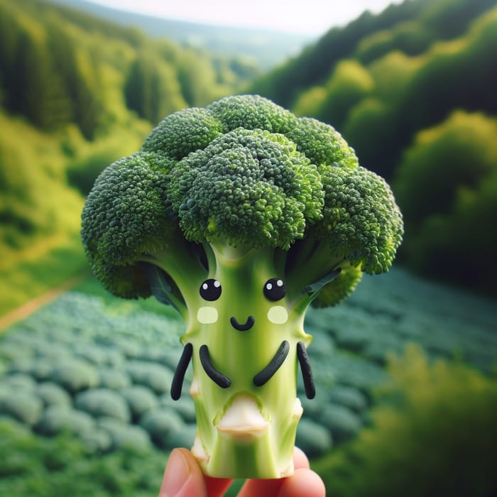 Adorable Broccoli Character with Decorative Black Lines