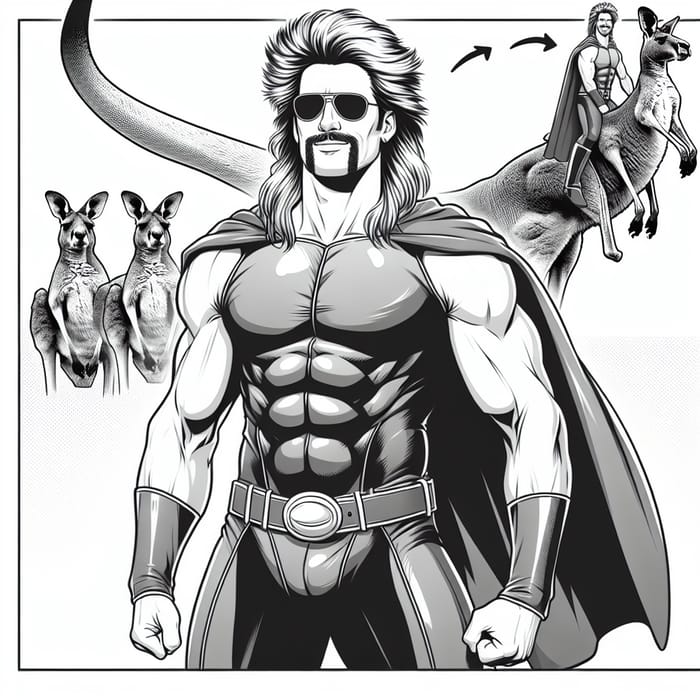 Australian Superhero with Mullet Hairstyle Rides Kangaroo | Leading Kangaroo Army, Strong Man