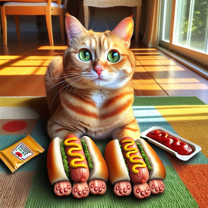 Cat with Hotdogs: Adorable Feline Paw Makeover