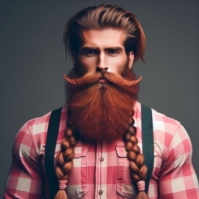 Strong Middle-Eastern Lumberjack with Braided Red Beard