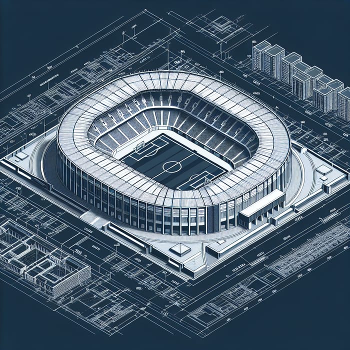 Technically Precise Stadium Blueprint | Isometric Style