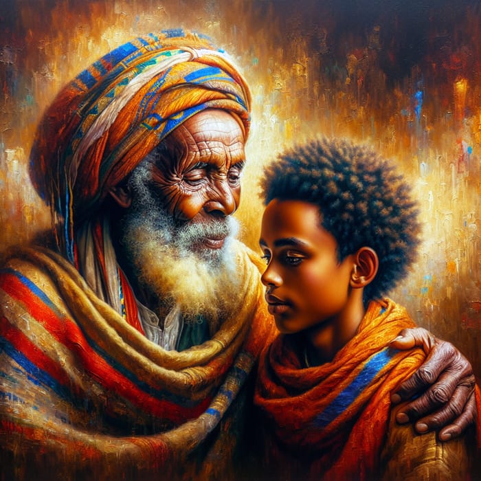 Heartwarming Father-Son Embrace in Vibrant Colors | AI Art Generator ...