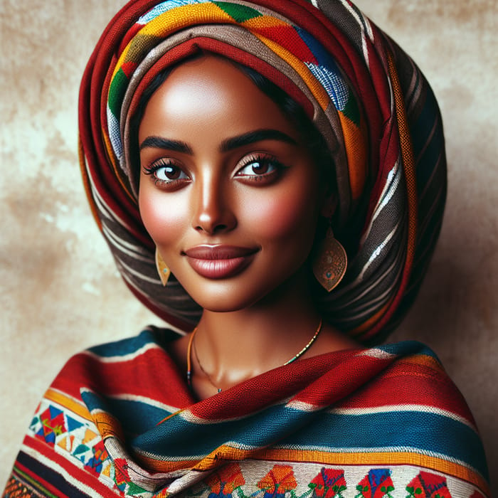 Eritrean Woman in Traditional Attire | Colorful Zar'i & Shash