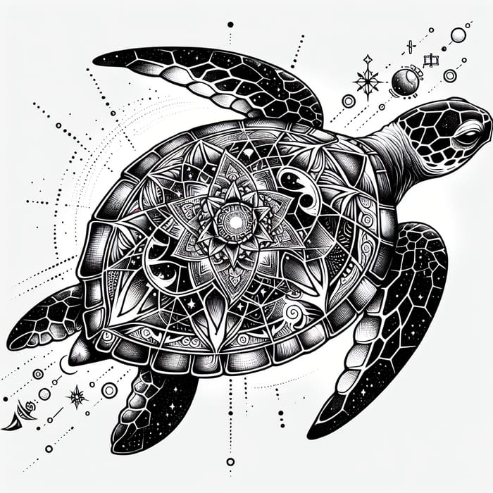 Spiritual Sea Turtle Tattoo Design for Shoulder