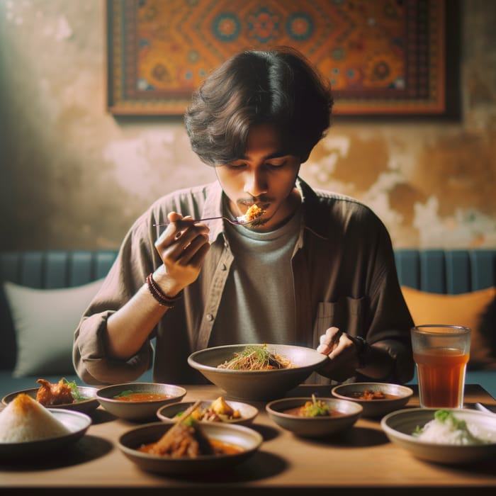 A Person Enjoying South Asian Cuisine | Cozy Dining Vibe