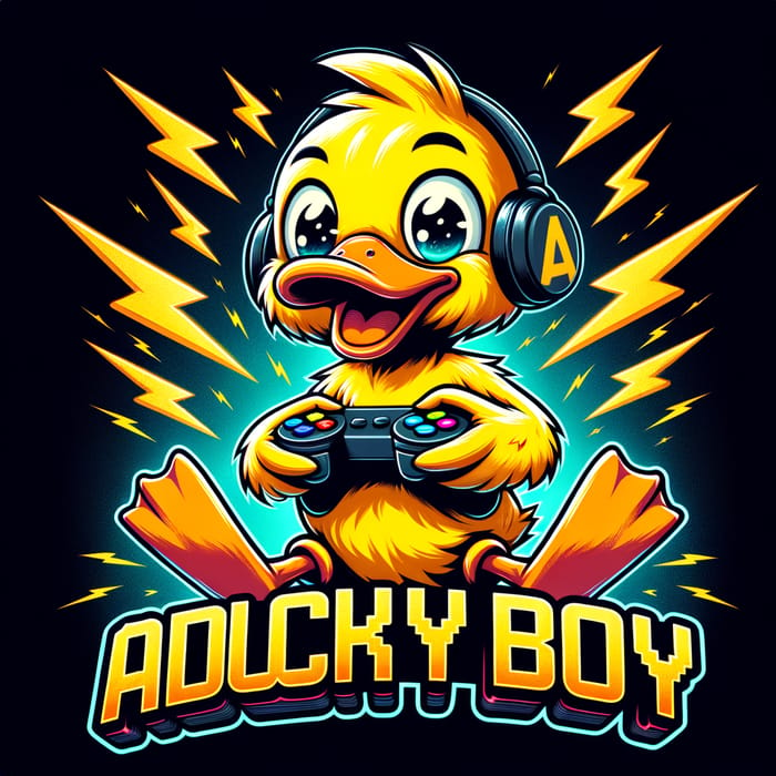 Aduckyboy - Playful Yellow Duckling Gamer with Lightning Ears