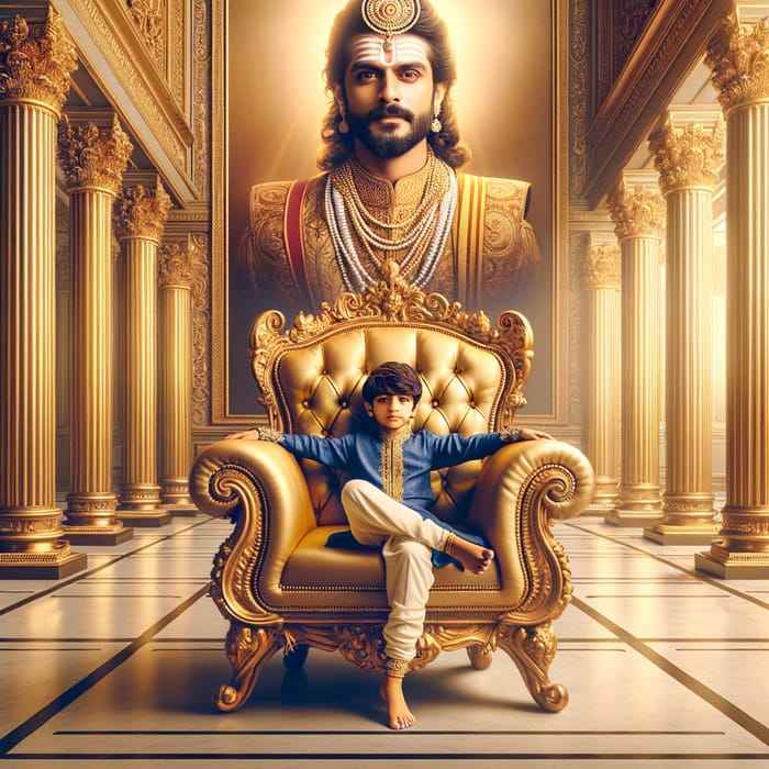 Chandu King Scene with Boy on Throne - Royal Court Majesty