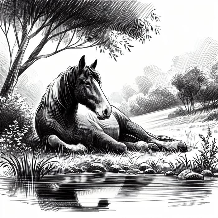 Tranquil Monochrome Animal Sketch | Serene Nature