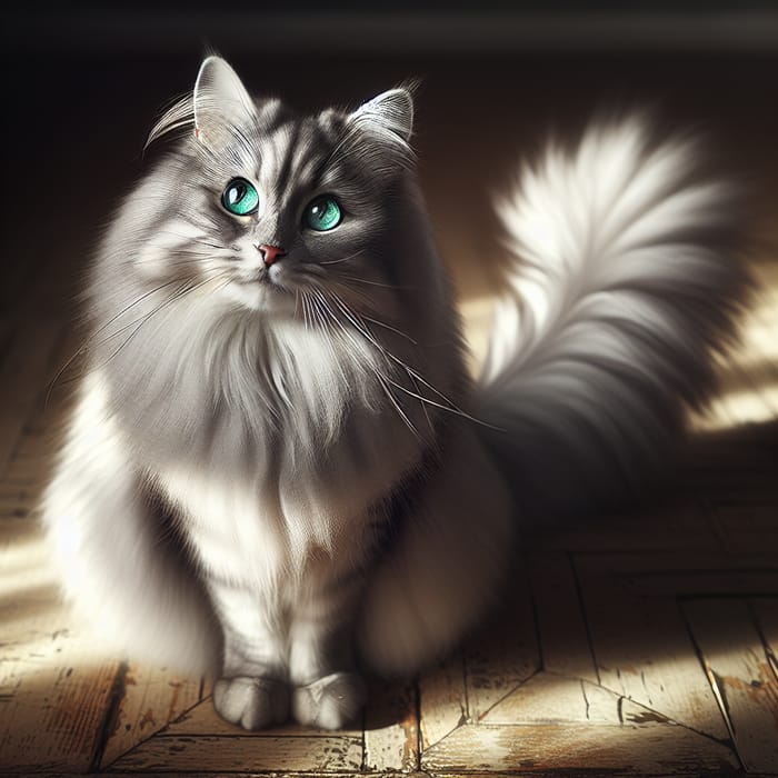 Majestic Siberian Cat with Emerald Eyes