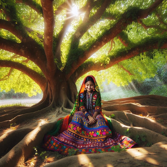 Serene Kumari Under Tree