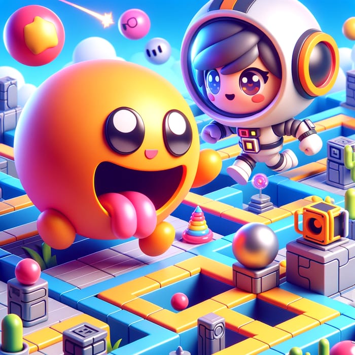 Adorable 3D Game Art: PacMan Vs Bomberman - Explosive Scene
