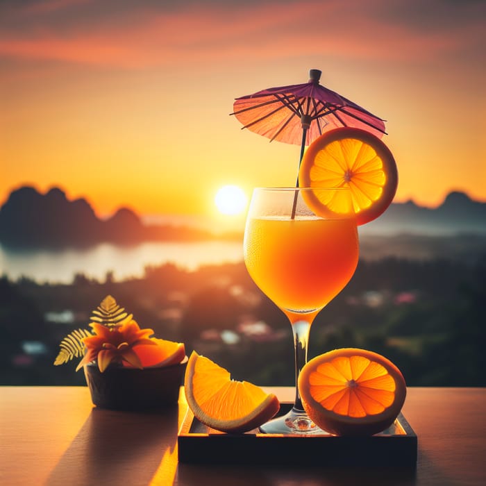 Sundown Citrus Refreshment: Icy Orange Juice with Fruit Slices