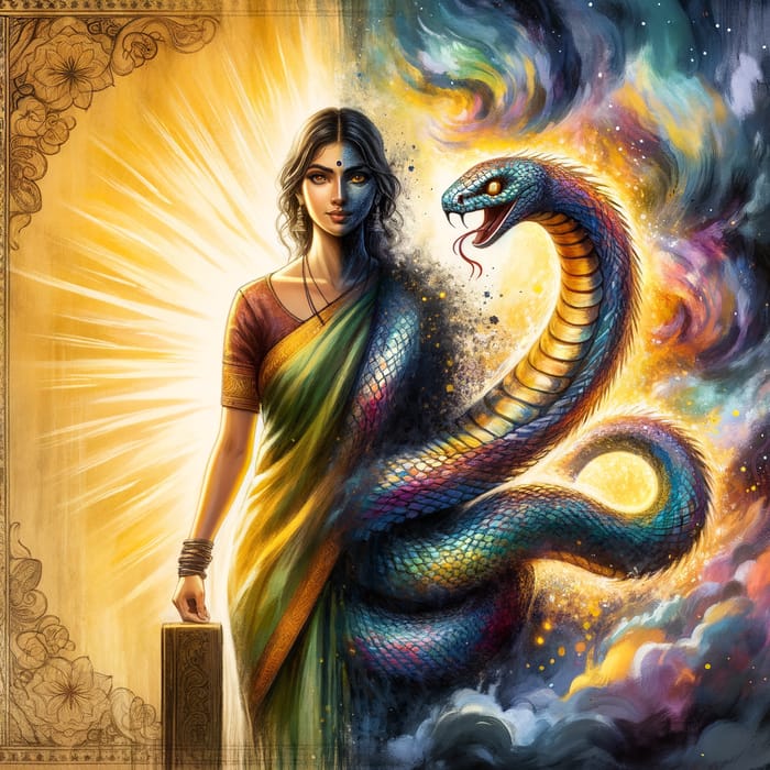 Enthralling Transformation: South Asian Woman to Majestic Serpent