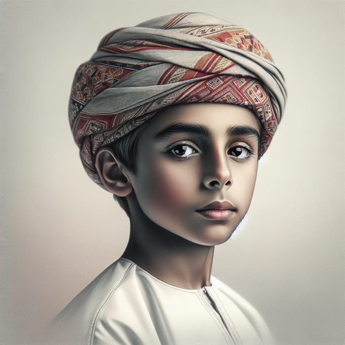 Omani Boy in Traditional Turban Portrait