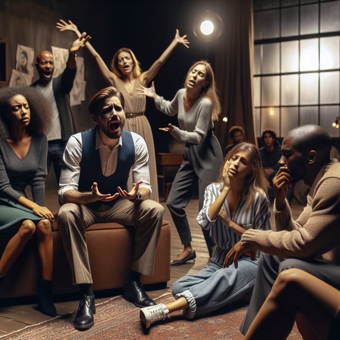 Artistic Depiction of Psychodrama Scene with Diverse Role-Players
