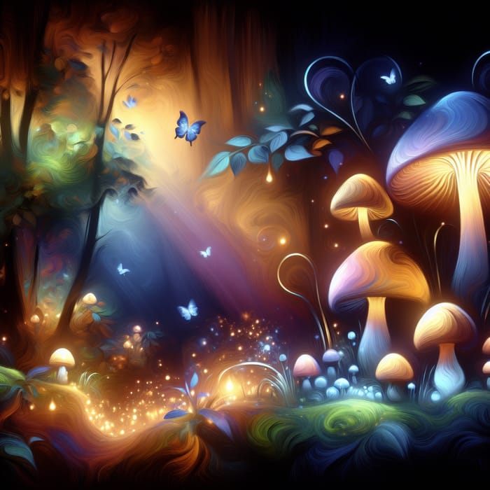 Radiant Mushroom Forest - Ethereal Fantasy Art