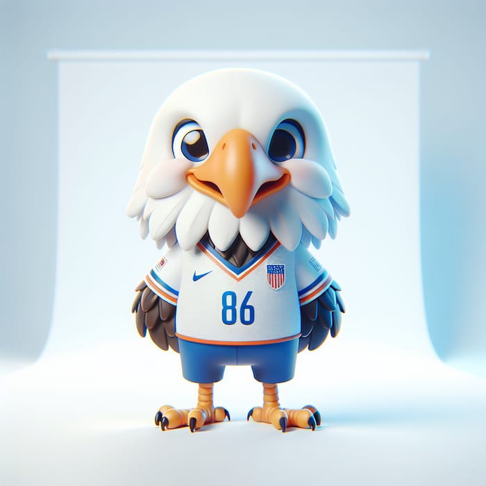 3D Cute Eagle in Team Jersey | High-Definition Illustration
