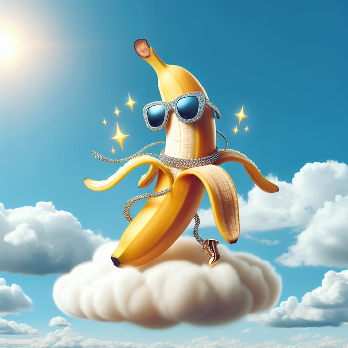 Dancing Banana with Shades on Cloud | Sky Jewelry Scene