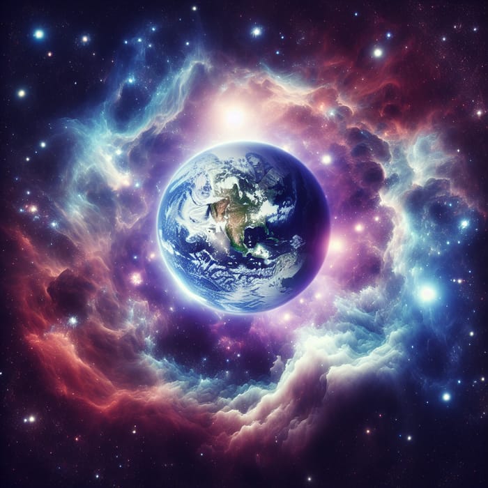 Cosmic Explosion: Earth in Peril Amid Purple Nebulae