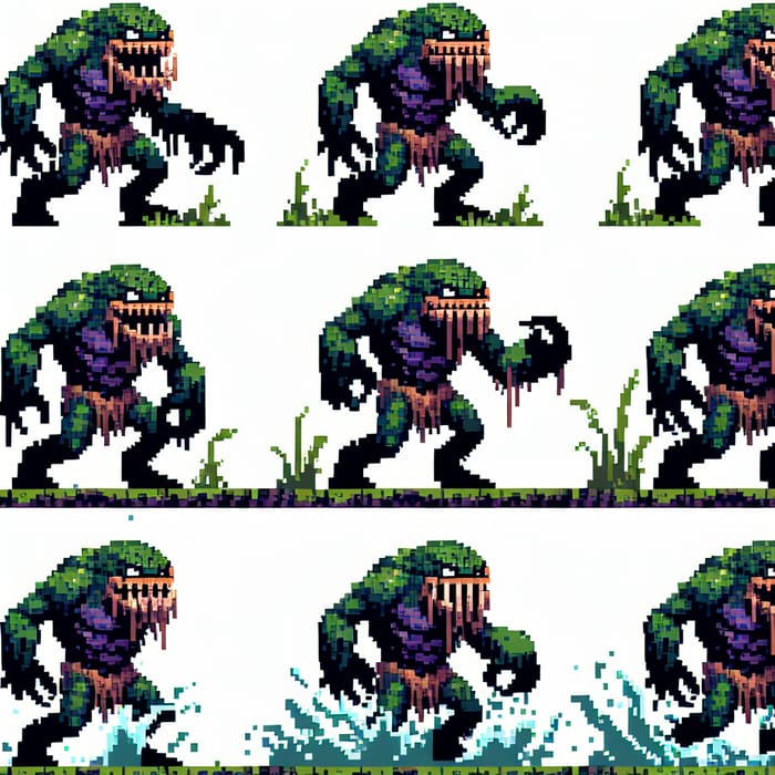 Pixel Art Swamp Monster Attack Animation