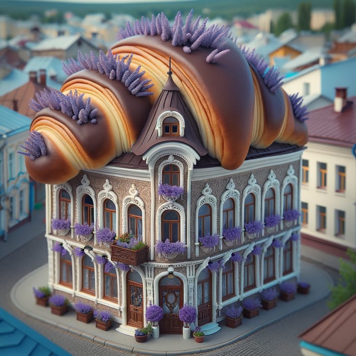 Enchanting Croissant-Shaped House With Lavender Flowers in Samara City