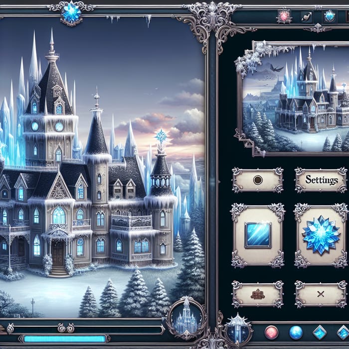 Frozen Victorian Palace - Detailed Ice Castle Game Art UI