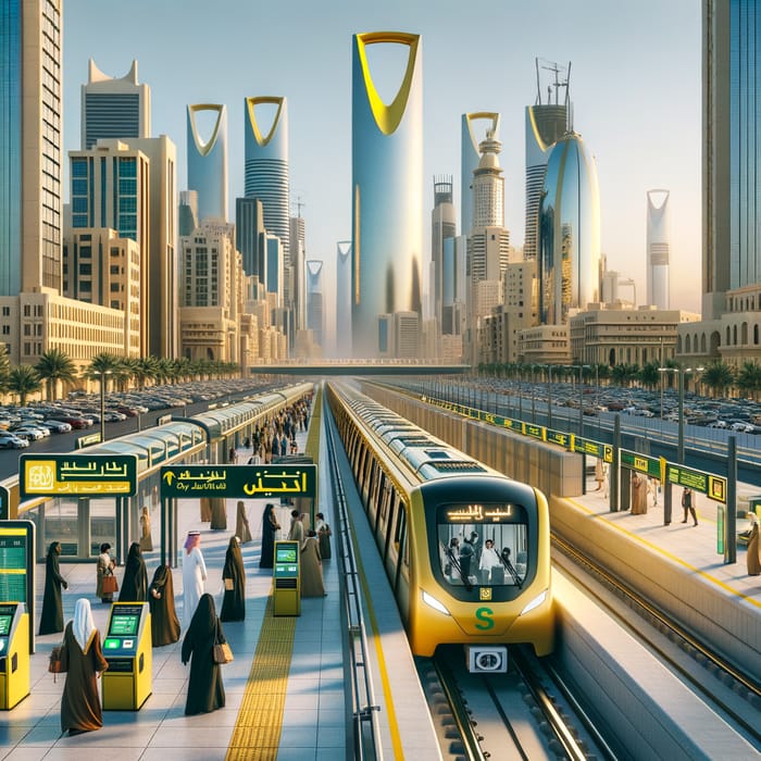 Realistic Riyadh Metro Yellow Line - Urban Setting Image