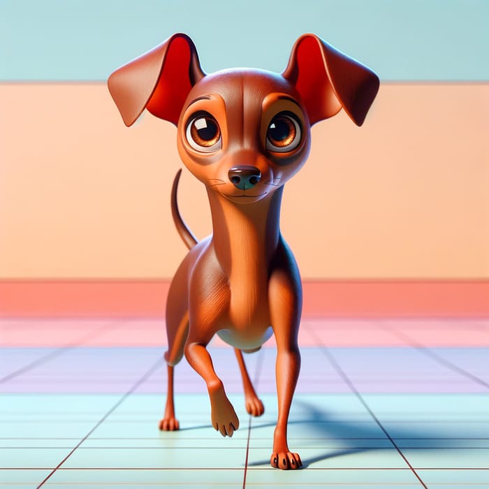 Mini Brown Pinscher Dog Animation | Children's Pixar-Style