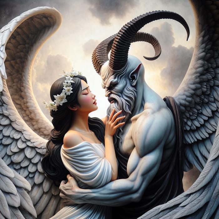 Angel and Demon Embrace: Light and Dark in Harmony
